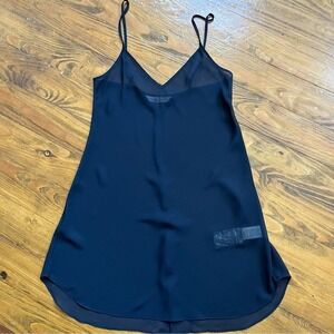 Rebecca Taylor Y2K Midnight Blue Navy Sheer Babydoll Slip Camisole Top size 0